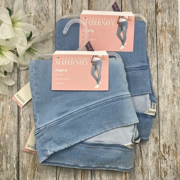 Women's Maternity Blue Denim Stretch Jeggings Pants  Jeans 2-Pack Size XXL - Picture 1 of 8